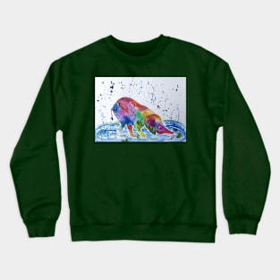 Colourful Baby Elephant taking a drink of Water Crewneck Sweatshirt